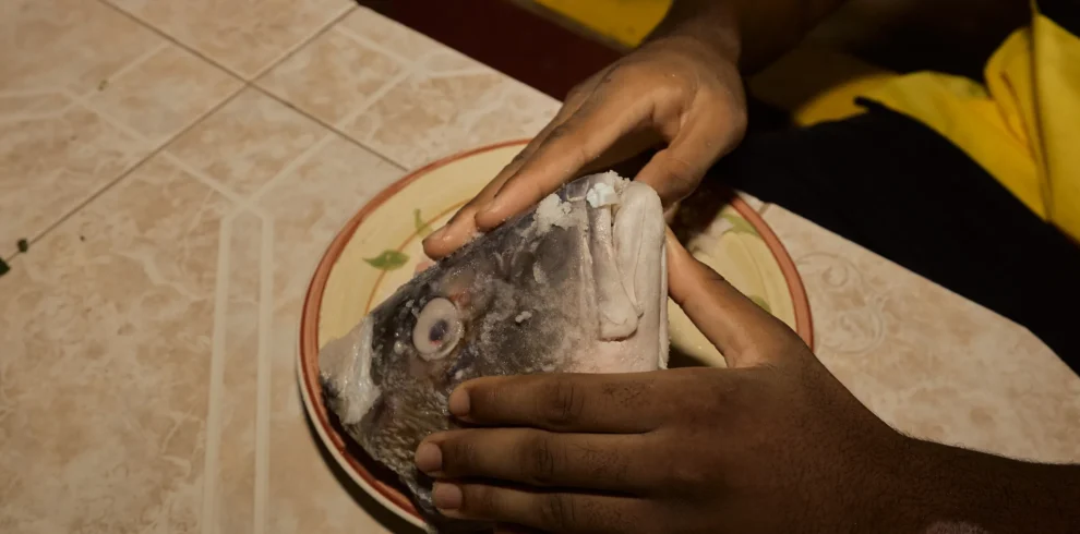 Hands working over a bowl in the cultural kitchen at Palmento Grove