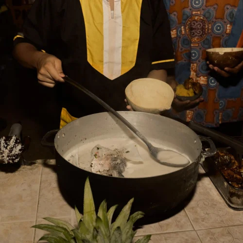 Cooking over open flames in the cultural kitchen at Palmento Grove
