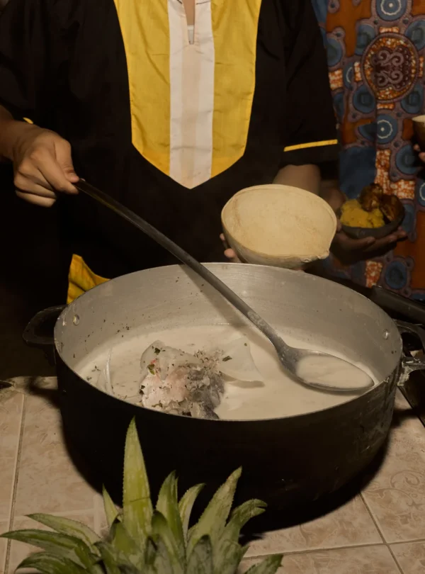 Cooking over open flames in the cultural kitchen at Palmento Grove