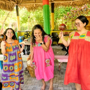 Garifuna dancing in the drum pavilion at Palmento Grove, Hopkins, Belize