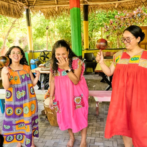 Garifuna dancing in the drum pavilion at Palmento Grove, Hopkins, Belize