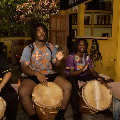 Garifuna drumming session at Palmento Grove, Hopkins, Belize