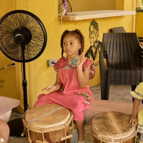 Garifuna drumming session at Palmento Grove, Hopkins, Belize