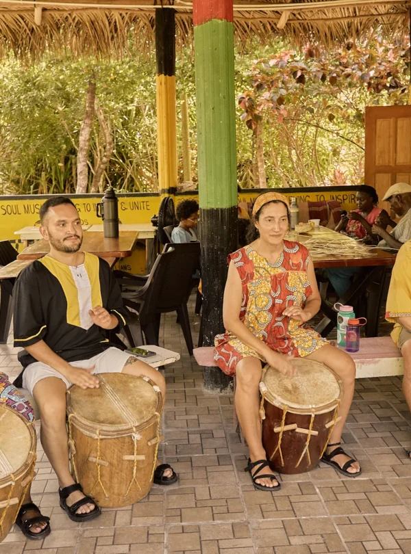 Garifuna drumming session at Palmento Grove, Hopkins, Belize