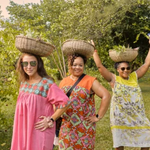 Guests and shared meals at Palmento Grove, Hopkins, Belize